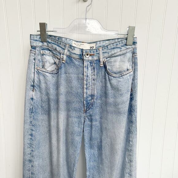 rag & bone Alexi Miramar Liquid Print Jeans Blue Tencel High Rise Straight 27 - Picture 4 of 6